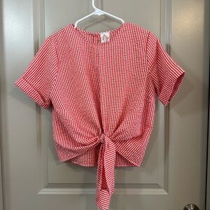 Red Gingham Tie-Front Top